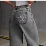 New Fashion Jeans Spring Summer Casual Embroidered Daily Hot Girl Street Style Women's Pants High Waist Washed Straight Trousers - Image 6