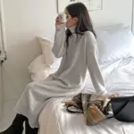 New 2025 Autumn Winter Sweater Dress Women Japanese y2k Turtleneck Long Sleeve Thicken Loose Knitted Long Dresses Hot Sale - Image 2