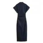 Denim Dress Women's Spring Summer Casual Long Dresses For Women 2026 New Fashion Ruched Short Sleeve Streetwear Midi Dress - Image 3