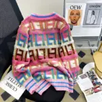 Women Long Sleeve Sweater Cardigan Twist Cable Knitted V-Neck Knitwear Coat Button Down Rainbow Jacket - Image 3