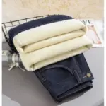 Winter Fleece Lined Jeans for Woman Y2k Pants 2025 Wide Leg Blue Loose Straight Trousers Pear Shape Body Comfort Fashion Trend - Image 4