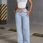 New Fashion Jeans Spring Summer Casual Embroidered Daily Hot Girl Street Style Women's Pants High Waist Washed Straight Trousers - Image 2