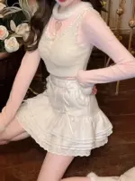 Japanese Kawaii Lolita Mini Skirt Women Winter Lace Casual Elegant Sweet Female Skirt High Waist Bandage Korean Skirt 2024 New - Image 4